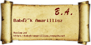 Babák Amarillisz névjegykártya